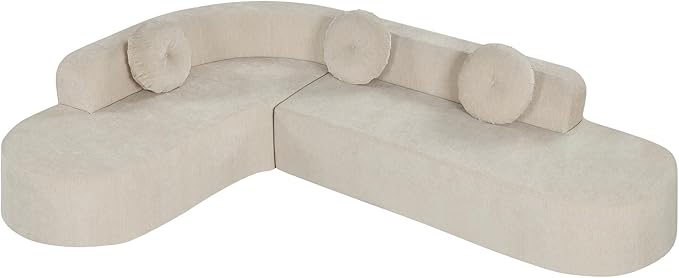 122'' Curved Design Sectional Sofa Extra Large Sectional Sofa Soft Fabric Upholstery 5-Seater Sectional Couches with Three Round Cushions High-Resilience Foam for Ultimate Comfort