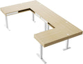 HUANUO U-Shaped Electric Standing Desk with Storage Drawers Adjustable Height Ergonomic Gaming Desk Large Sit Stand Up Desk with Power Strip Tray &amp Cable Grommets for Home Office Light Walnut