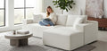 Ridge 2-Piece Convertible Corduroy L-Shaped Sofa in a Box with Pillows 3-Seater Modular Sectional Couch Compressed Living Room Furniture Beige (Right Facing)
