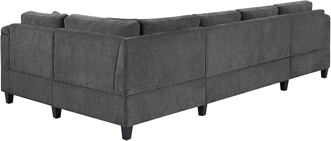 Eafurn Oversized U Shaped Sectional Sofa Tufted Couch w/Left Chaise 6-Seater Chenille Convertible Corner Couches w/Cup Holders Storage Armrest and USB Ports