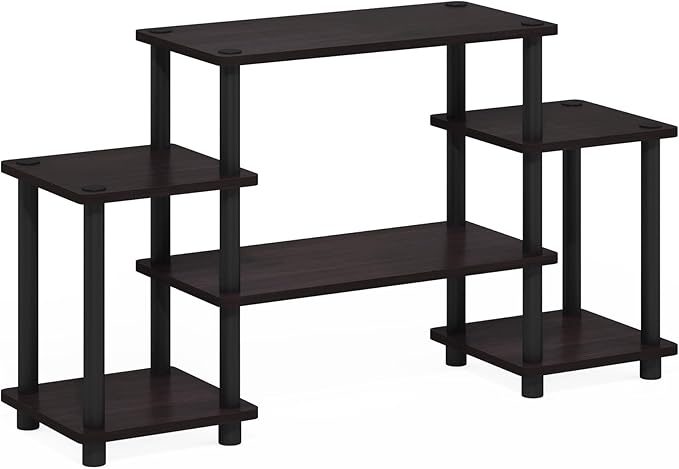 Furinno Turn-N-Tube No Tools Entertainment Center Round Square corner Dark Walnut11257DWN