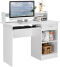 Karl home Computer Desk Study Writing Desk PC Laptop Table Wooden Home Office Workstation with Drawer Shelf Keyboard Tray White