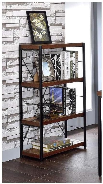 Maykoosh Weathered Oak Desk with Black Metal Legs - Home Office Writing Table 22x46x28 Inch