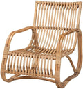 Pemberly Row Contemporary Natural Rattan Accent Chair 24 W x 29.75 D x 29 H Handcrafted Openwork Frame with Rounded Armrest Bohemian Style for Living Room or Lounge Use