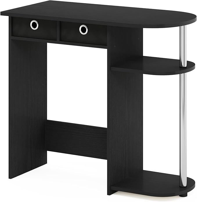 Furinno GO GREEN Desk 31.5 Wide Gaming Desk with 2 Side Shelves and Storage Bins Computer Desk Office Desk for Home Office Study Room Dorm Bedroom Americano