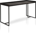 HOMES: Inside + Out Hermosa Industrial Geometric Base 59 in. Computer Desk with USB Ports and Outlet for Home Office Study Room Black