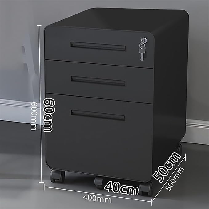Filing Cabinet Lockable Suspended Storage Unit On Wheels - 3-Drawer Filing Cabinet Compatible with A4/FC Hanging Files (Color : White Size : 40x50x60cm)