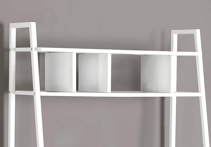 Minimalist White Laminate Computer Desk with Storage Shelves for Home Office