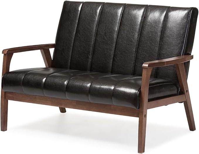 Baxton Studio BBT8011A2-Black Loveseat Love Seats 29.45LX44.66WX31.59H Black