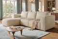 DWVO 107 Inch Cloud Sectional Couch with L-Shape Chaise Deep Seat Sofa with 3 Pillows 1 Ottomans Corduroy Upholstered Modular Sofa for Living Room Bedroom No Assembly Required Milky White