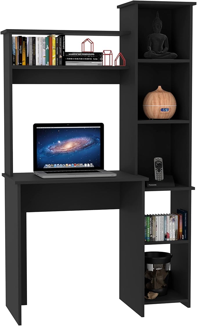Versalles Writing Desk with Shelves and Cubbies - Black - Home Office Furniture