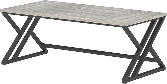 LVB 70.8 Long Office Desk Modern Large Wood Metal Computer Desk Industrial Double Workstation Desks for Two People Rustic PC Executive Work Study Writing Computer Table for Home Light Grey Oak