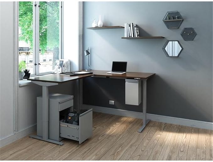 BOWERY HILL Mobile Pedestal File Cabinet 20 D 2-Drawer Steel Construction Arctic Silver Finish Hidden Casters Backpack Drawer for Office or Home Workspace Storage