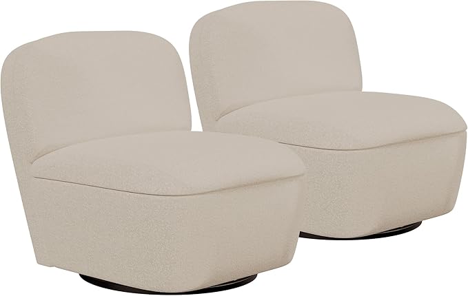 BELLEZE Set of 2 Modern Upholstered Swivel Accent Chair with Hidden Storage 360° Rotating Chair Easy Assembly Compact Chair for Living Room Bedroom Office Space-Saving Design - Beige