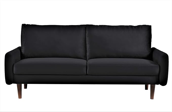 Kent Velvet Sofa for Modern Living Rooms and Compact Spaces Comfy 3 Seater Couch Studio Apartment Furniture with Sleek Design Black