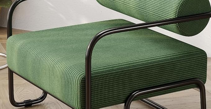 Living Room Iron Sofa Chair Cozy Reading Nook Chair Patio Lounge Chair (Dark Green)