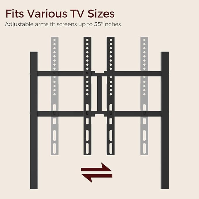 Rolling TV Stand with Mount Corner TV Console with Wheels Up to 55 Inches Entertainment Center with Storage Small TV Stand with Power Outlet for Living Room Rustic Brown TVHR117E01