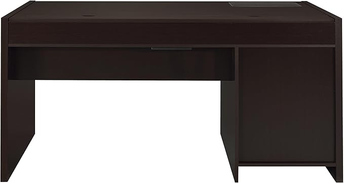 Contemporary Wood Computer Desk 60 W x 30 D x 30.75 H Cappuccino Finish 3 Drawers with Keyboard Drawer Modular Home Office Desk Modern Style
