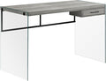 Computer Desk Home Office Laptop Storage Drawers 48 l Work Grey Laminate Clear Tempered Glass Contemporary Modern