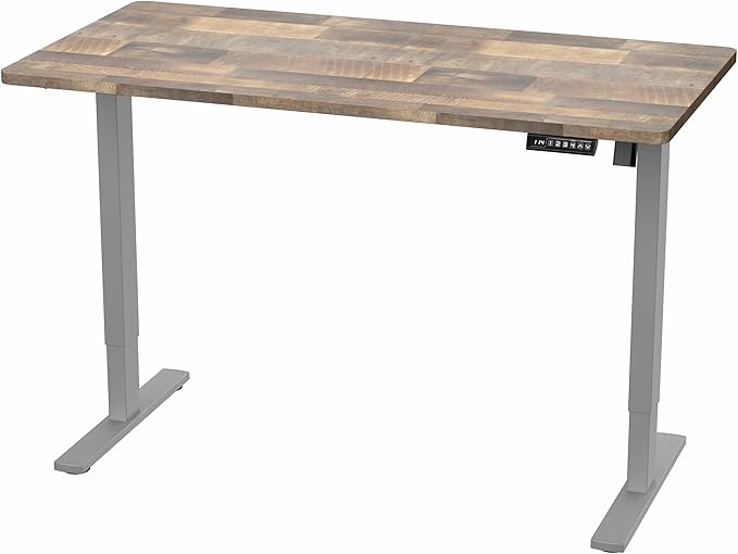 VIVO Electric 55 x 28 in Standing Desk Memory Height Adjustment 1B Series Holds 220 lbs One-Piece Reclaimed Wood Top Gray Frame DESK-KIT-1G55P