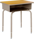 Flash Furniture Billie Student Desk - Maple Open Front School Desk - Silver Metal Frame - 24W x 18D Adjustable Height Durable for School or Remote Learning