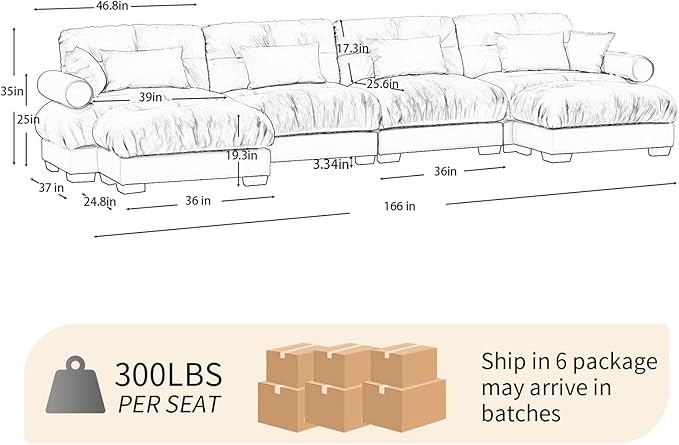 166 Large Sectional Couches for Living Room Cloud Modern Modular Deep Seat Sofa Set Comfy Couches with 2 Ottomans Velvet Fluffy 4 Seater Sofas for Bedroom Apartment U Shaped Olive