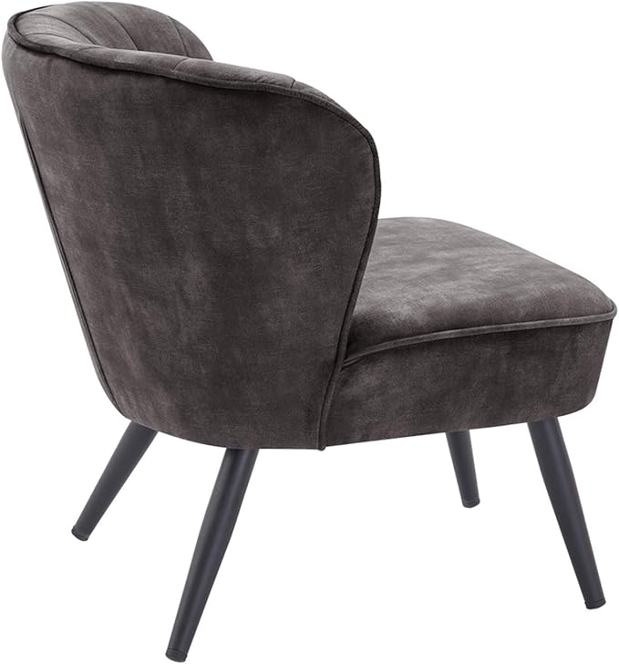 DUHOME Living Room Chair Armless Slipper Accent Chair Sofa Chair Reading Chair Upholstered Velvet Fabric for Bedroom Dark Grey