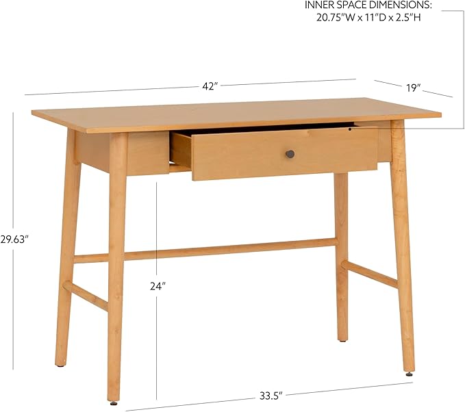 Melissa Natural Wooden One Drawer Writing Desk by Linon