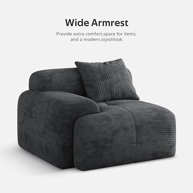 Modern L-Shaped Modular Sectional Sofa for Living RoomOversized 3-Seater Couch with Deep Seat and Movable Ottoman – No AssemblyComfortable Suede Fabric Boneless Sofa(Dark Gray) (Dark Gray)