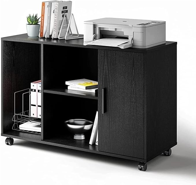 HASMI Filing Cabinet Large Storage File Cabinet Wood Filing Cabinet with Adjustable Shelves Rolling Printer Stand on Lockable Wheels for Home Office Storage Cabinet