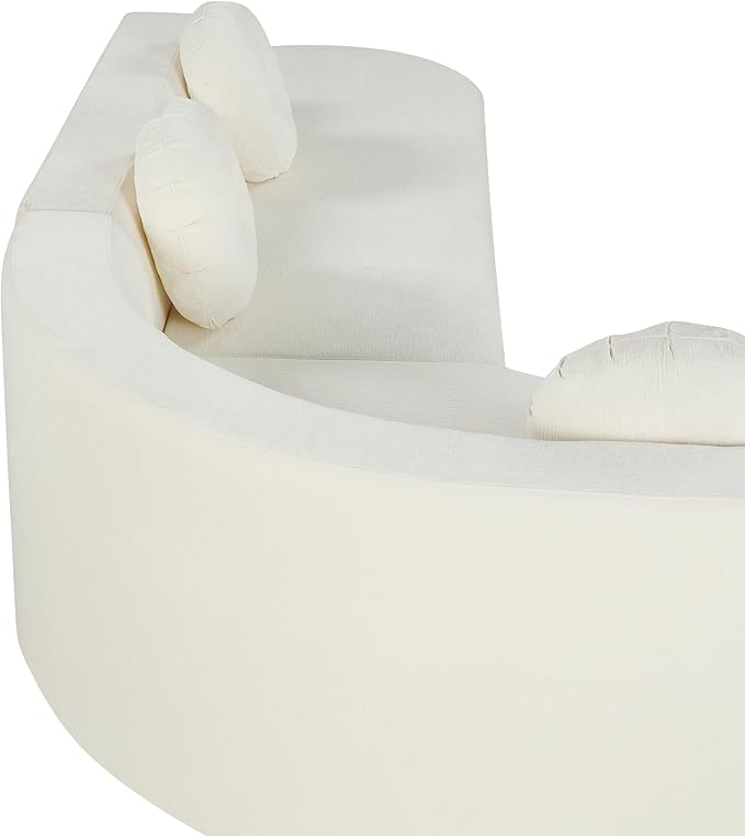 Mirod 122'' Extra Large Sectional Sofa Soft Fabric Upholstery Elegant Curved Design with Three Round Cushions Supportive Comfort Foam for Ultimate Relaxation (Beige@040)