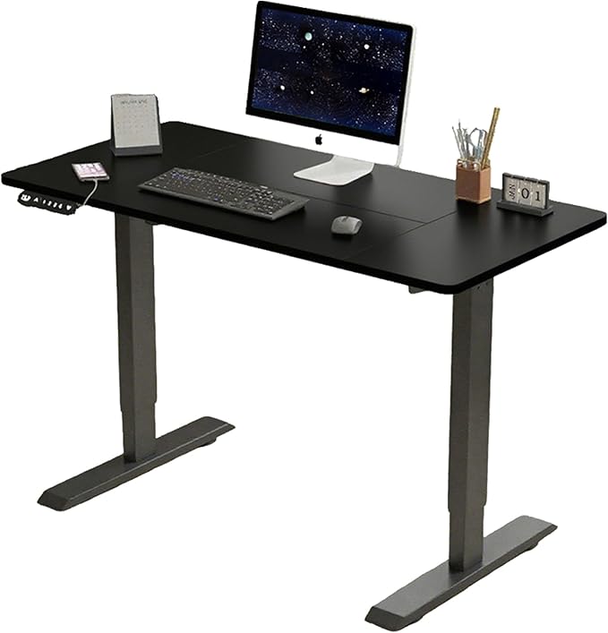 Anwick 2026 New 55 Electric Standing Desk Office Table &amp Sit Stand Up with Adjustable Height Rising Desks for Home Office USB LED 4 Programmable Memory Buttons (Black)