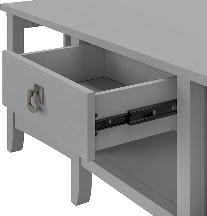Bush Home L Shaped Desk with Storage for Home Office Modern Farmhouse Corner Table with Drawers and Cabinets Salinas Collection Cape Cod Gray