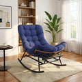 GAOMON Papasan Rocking Chair with Foot Rest Papasan Chair with Thick Removable Cushion and Metal Frame Lounge Chairs and PE Rattan Rocker for Patio Garden Lawn Living Room and Relaxation Space