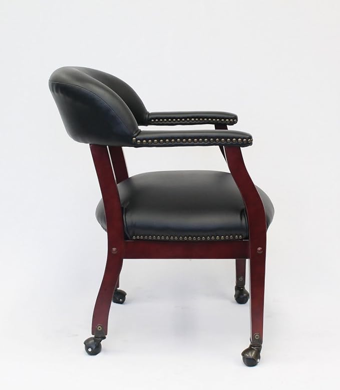 Boss Captain’s Chair In Black Vinyl W/ Casters