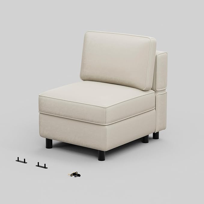 Belffin Modular Sofa Armless Middle Seat Module for Velvet Modular Sectoinal CouchGrey