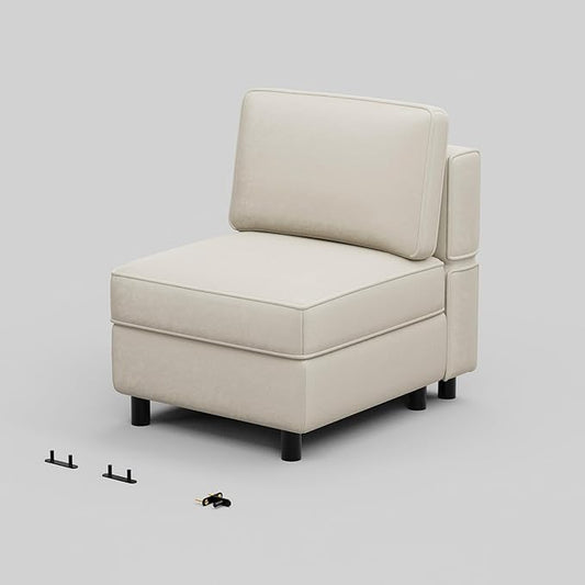 Belffin Modular Sofa Armless Middle Seat Module for Velvet Modular Sectoinal CouchGrey
