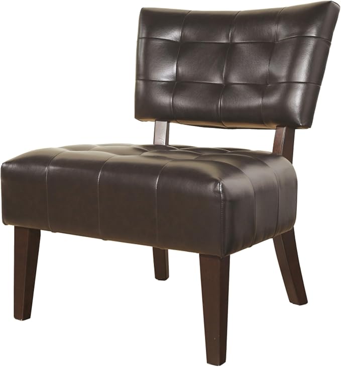 Contemporary Tufted Oversized Accent Chair with Plush Boucle Fabric and Faux Leather Options Kiln-Dried Hardwood Frame Deep Cushion Seat Ergonomic Back Support Versatile Living Room Chair (Brown)