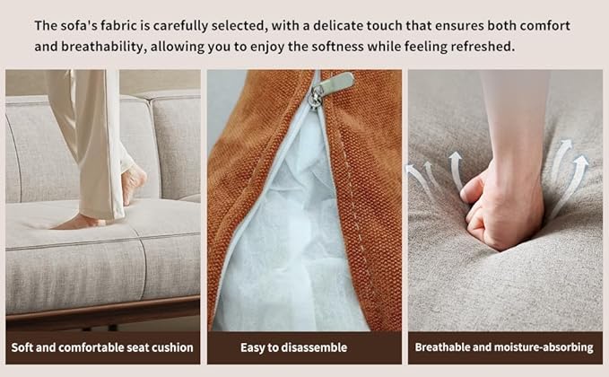 Modern 4-Seater Sofa for Living Room - Comfortable Timecloud Couch with Wood Frame and Metal Legs Easy Assembly Ideal for Office Apartment or Living Room 111.81 Grey