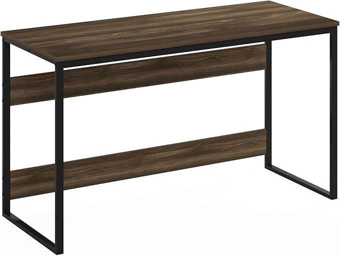 Furinno Moretti Desk 52 Wide Metal Frame Gaming Desk Rectangular Computer Desk Writing Desk Office Desk for Home Office Study Room Dorm Bedroom Brown Walnut