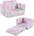 2 in 1 Fabric Foldable Sofa BedAll-Sponge Single Chaise Lounge SofasComfy Convertible Sofa to BedPortable Floor Chair Bedswith Armrestfor Living Room Bedroom Apartment (Print Slant Peach)