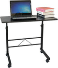 Standing Desk Adjustable Height Mobile Stand Up Desk with Wheels Rolling Desk Removable Laptop Workstation Home Office Desks Chipboard &amp Steel Side Table 31.50 x 18.11 Black