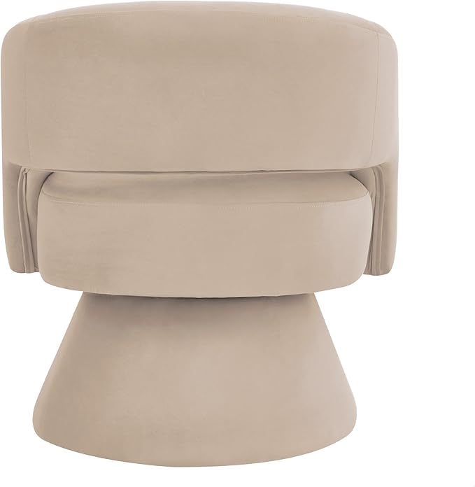 GDFStudio Swivel Barrel Chair Accent Arm Chair for Living Room Upholstered Velvet Round Reading Armchair Modern 360 Degree Comfy Swivel Chair with Open Backrest for Bedroom Office Taupe