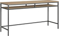 OSP Home Furnishings Modern 60-inch Woodgrain Top Multipurpose Desk Table Graphite Grey Metal Frame with Oak Top Finish