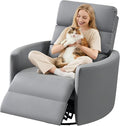 GRAINELL Oversize Power Swivel Recliner 40in Wide Electric Glider Rocking Chair with Headrest Adjustment USB Port 270° Swivel Rock 30°– for Living Room Nursery Leather Grey (57' to 61' Height)