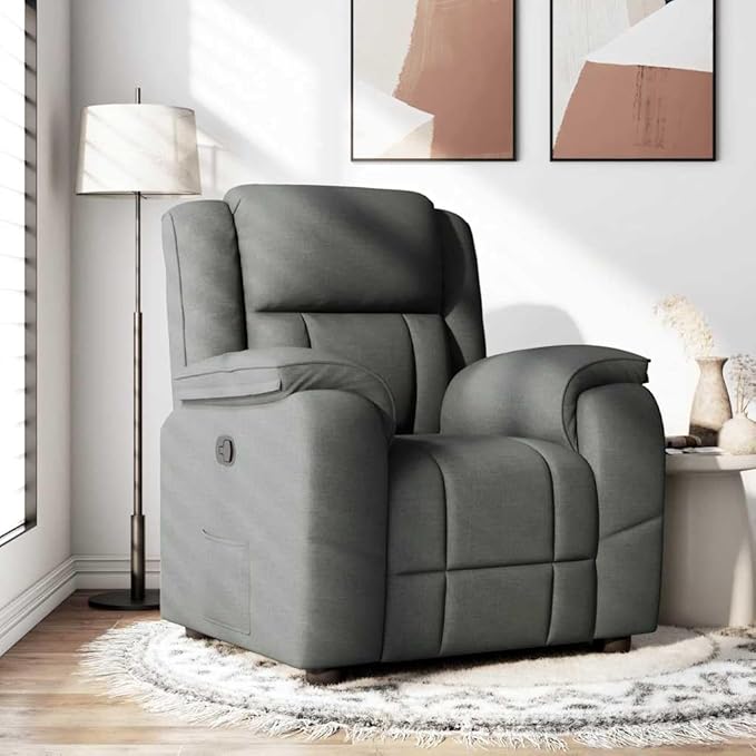 vidaXL Recliner Chair Dark Grey Polyester Metal Plywood Foam PP Fiber