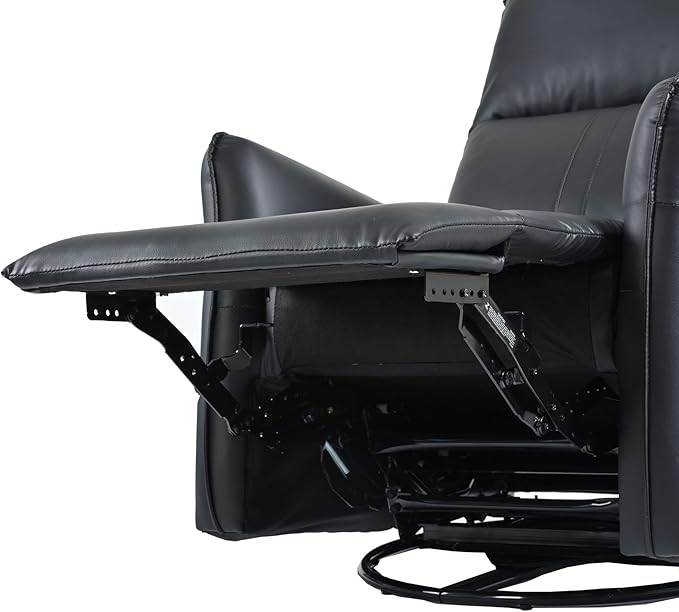 Electric Recliner Chairs for Adults Power Swivel Rocker Recliner Chairs &amp Nursery Glider Recliner with USB Pockets PU Leather Lazy Boy Recliner Chair &amp Small Recliners for Small Spaces (Bla