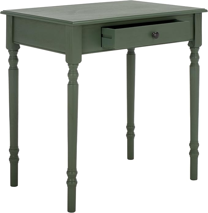 SAFAVIEH Home Collection – Arina Dusty Green Writing Desk 1-Drawer Traditional Desk Classic Home Office Design (DSK5710G)