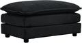 Soft Chenille Ottoman Footrest for Sectional Sofa - Comfortable Upholstered Seat Cushion Black