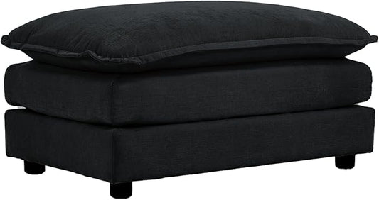 mikibama Chenille Upholstered Couches Ottoman for Modular Sectional Sofa Black